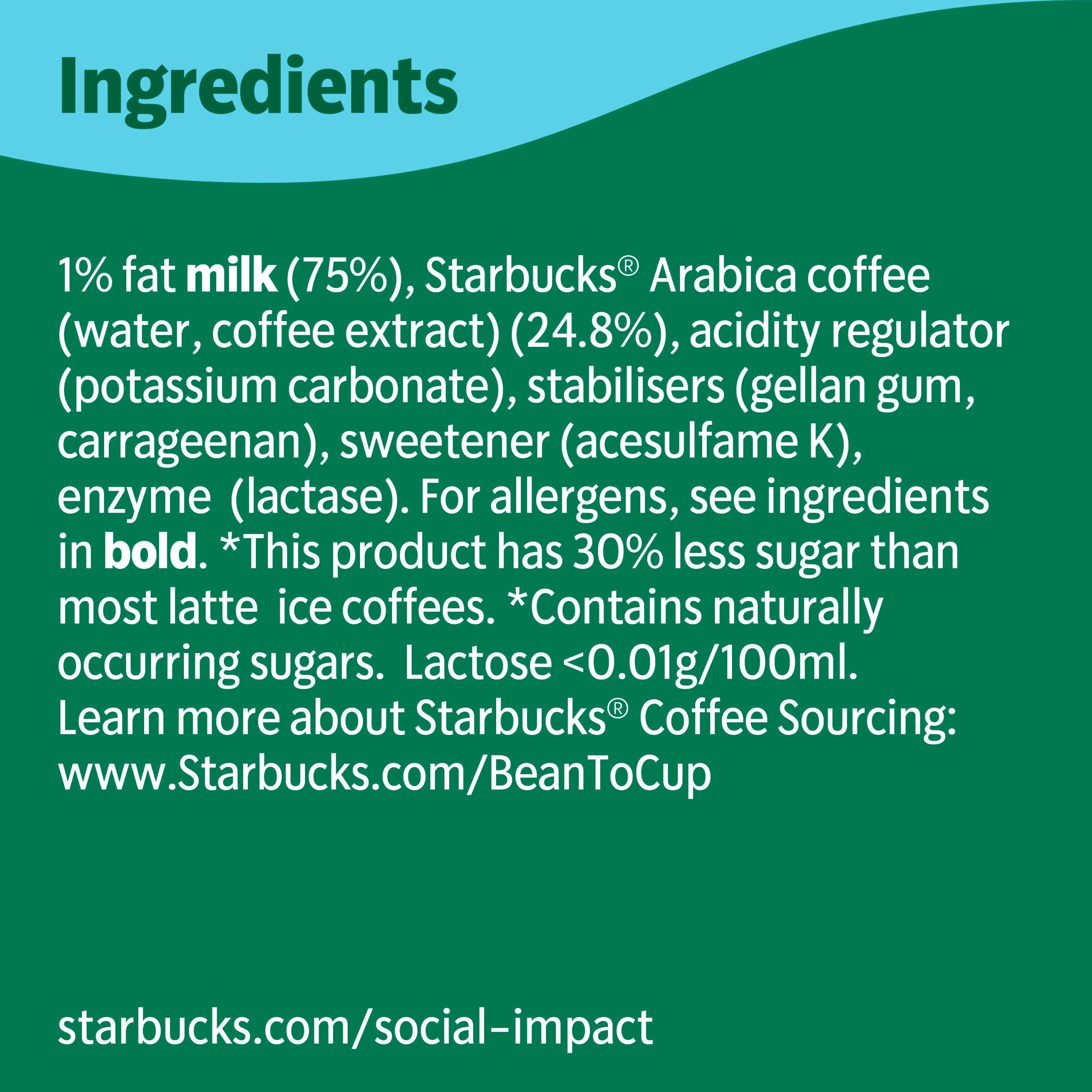 Starbucks Skinny Latte lactose-free iced coffee 220ml, UK version