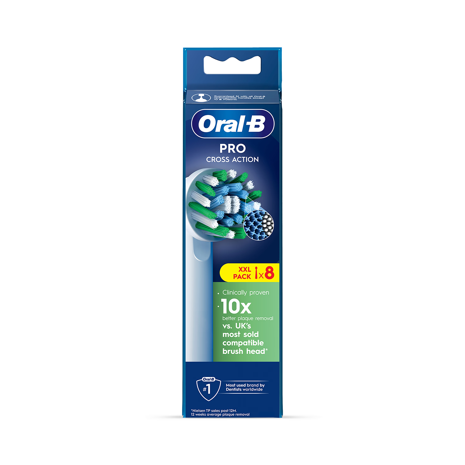 Oral-B Cross Action toothbrush heads 8 count, imported from the UK