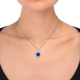 Pendentif tanzanite diamant or blanc 18ct chaîne 18 pouces (marque britannique)