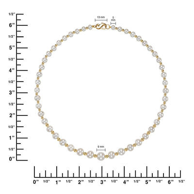 Costco UK Cultured Freshwater Pearl and Gold Bead Graduated Necklace, 5-9mm Pearls, 14ct Yellow Gold- Buy online at McGrocer