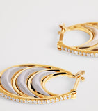 L'Atelier Nawbar yellow gold diamond triple bloop moon hoop earrings, UK version
