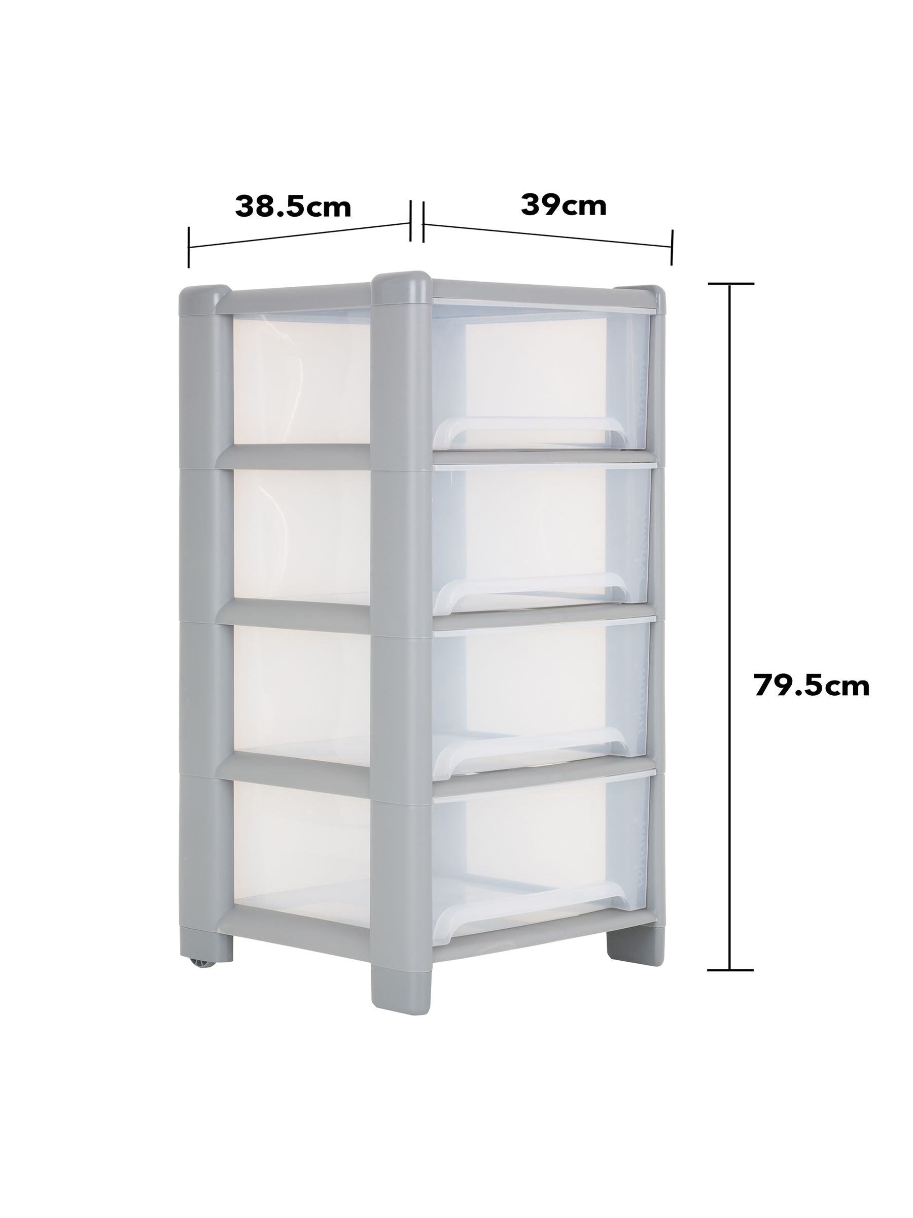 Wham grey 4-drawer storage tower, imported from the UK