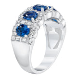 Oval Cut Blue Sapphire & 0.60ctw Diamond Ring, 14ct White Gold GOODS Costco UK