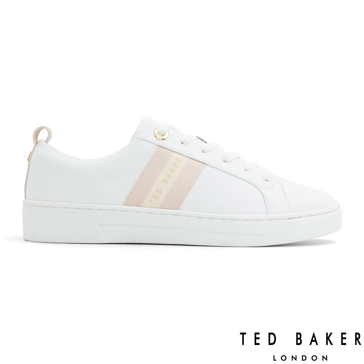 Ted Baker Ladies Riley Trainers in white and pink UK sizes 3-8 (British brand)