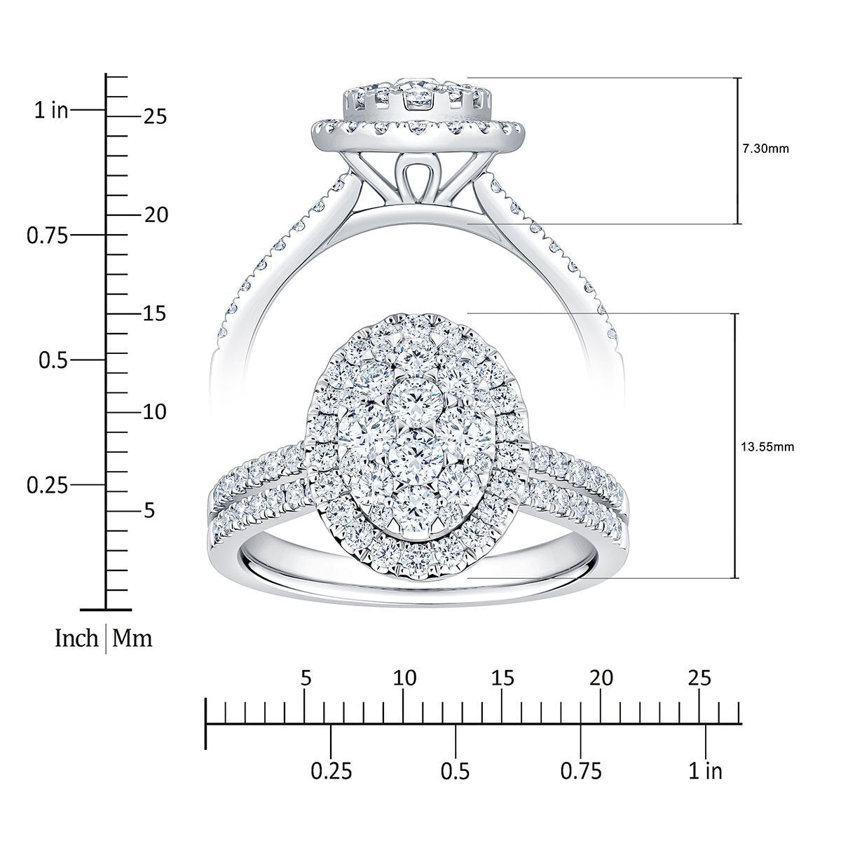 Costco 1.00ct diamond cluster ring 14ct white gold (British brand)