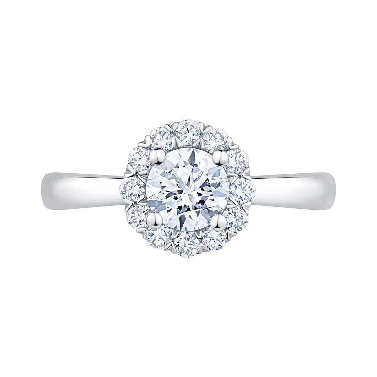 Costco diamond halo ring 1.00ctw round brilliant cut platinum size N, imported from the UK