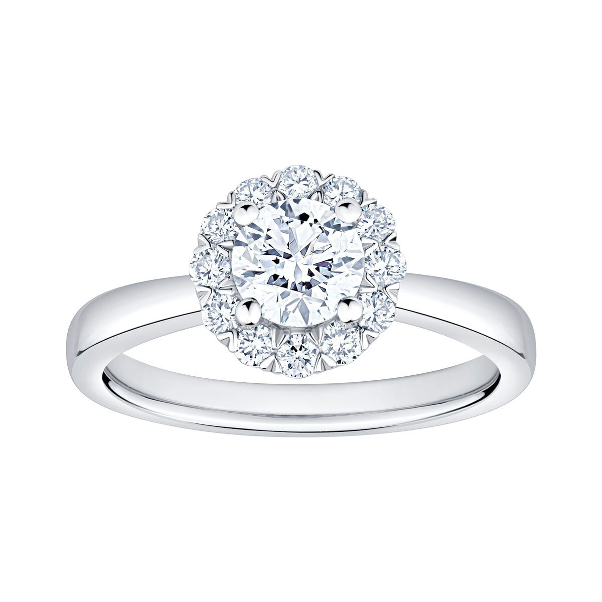 Costco diamond halo ring 1.00ctw round brilliant cut platinum size N, imported from the UK