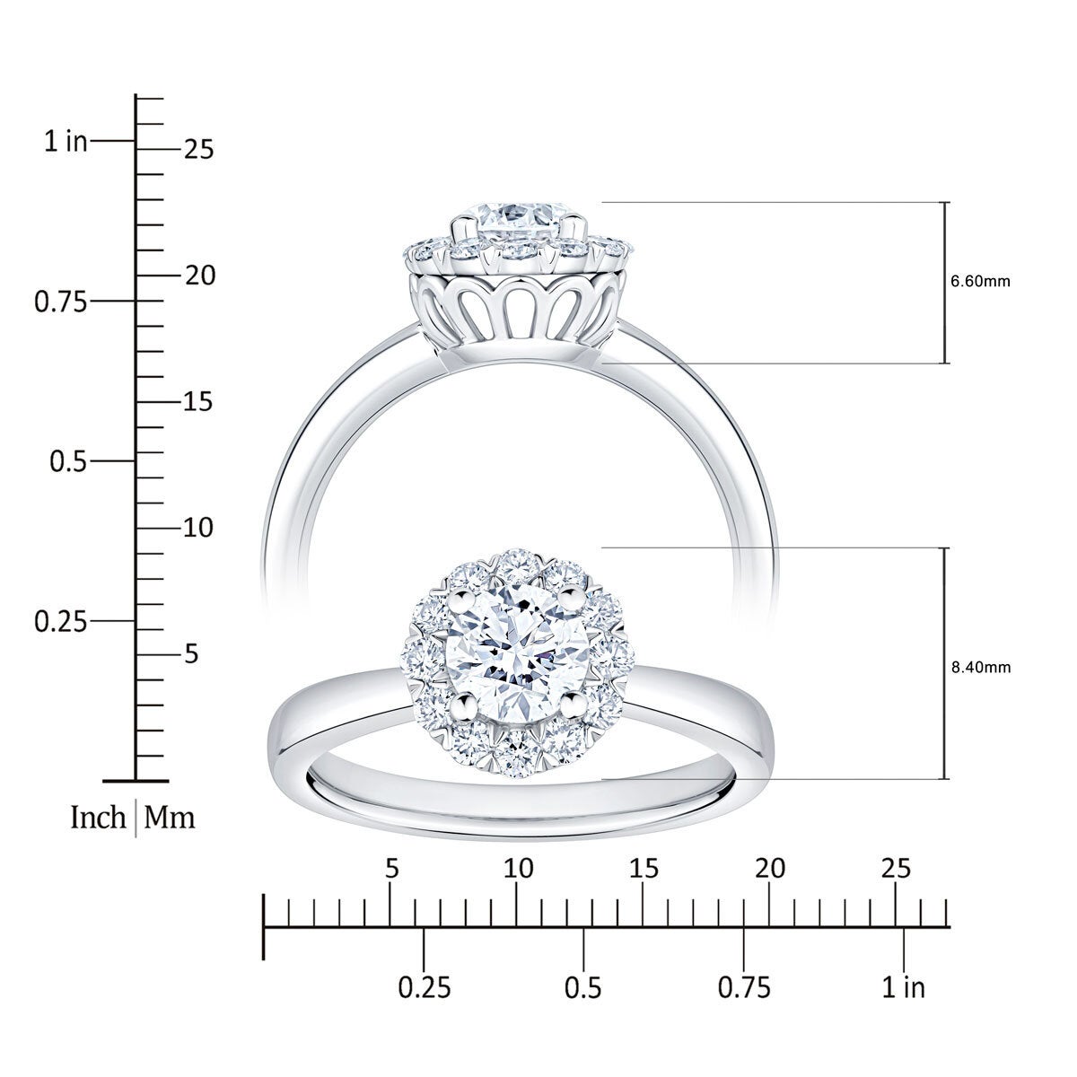 Costco diamond halo ring 1.00ctw round brilliant cut platinum size N, imported from the UK