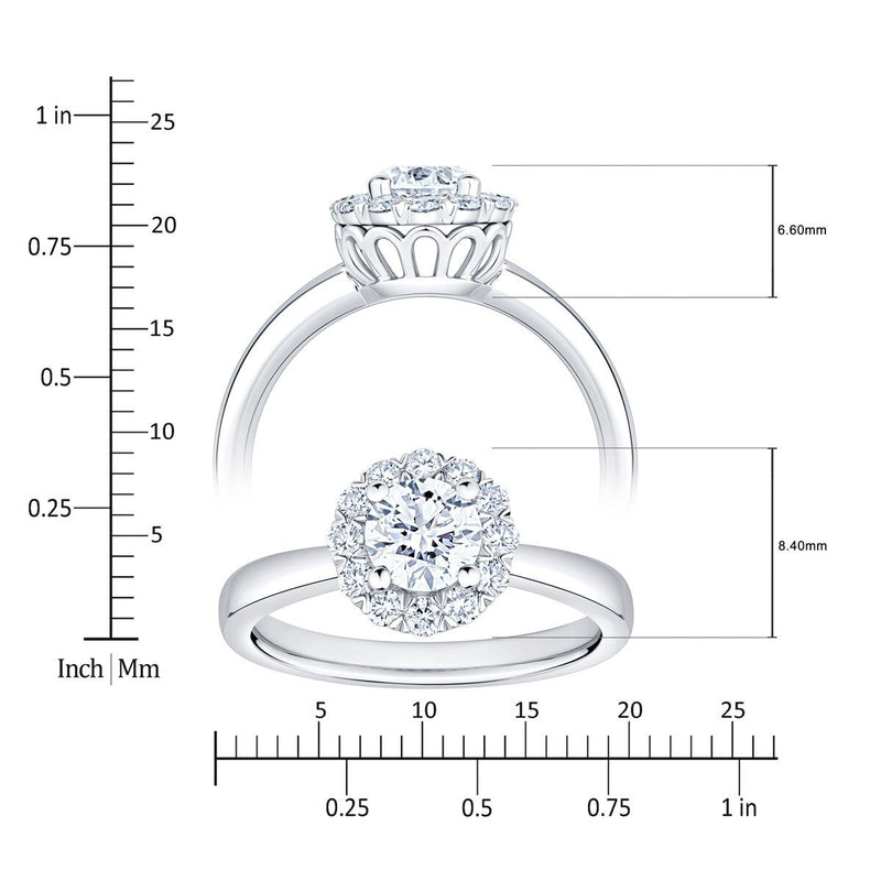 Costco diamond halo ring 1.00ctw round brilliant cut platinum size N, imported from the UK