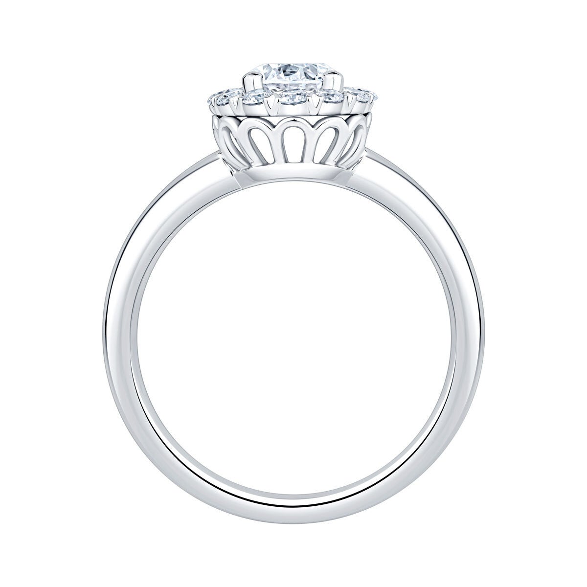 Costco diamond halo ring 1.00ctw round brilliant cut platinum size N, imported from the UK