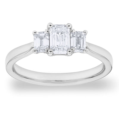 Costco UK Costco 1.00ctw Emerald Cut Diamond 3 Stone Ring 18ct White Gold Size J- Buy online at McGrocer