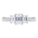 Costco diamond ring emerald cut three stone size M - British product