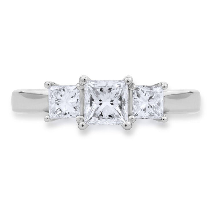 Costco princess cut diamond ring 1ct 18ct white gold size J - British product