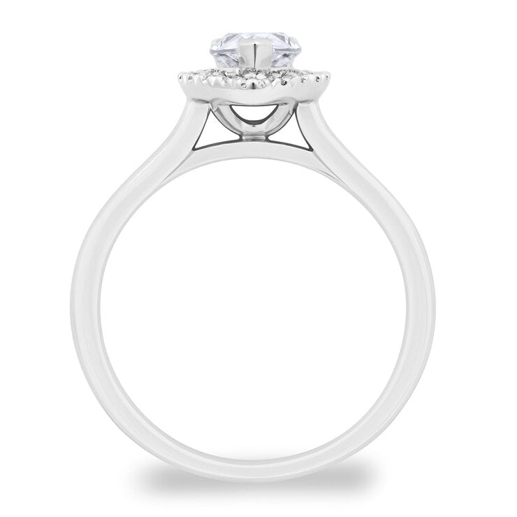 Costco pear round brilliant cut diamond halo ring size J (British brand)