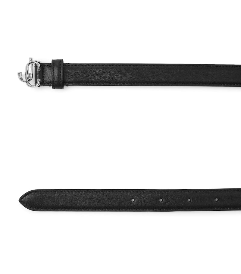 Jimmy Choo mini Helina leather belt with JC logo buckle (British brand)