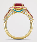 Boodles yellow gold diamond and ruby Palace ring - British product