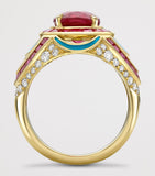 Boodles yellow gold diamond and ruby Palace ring - British product