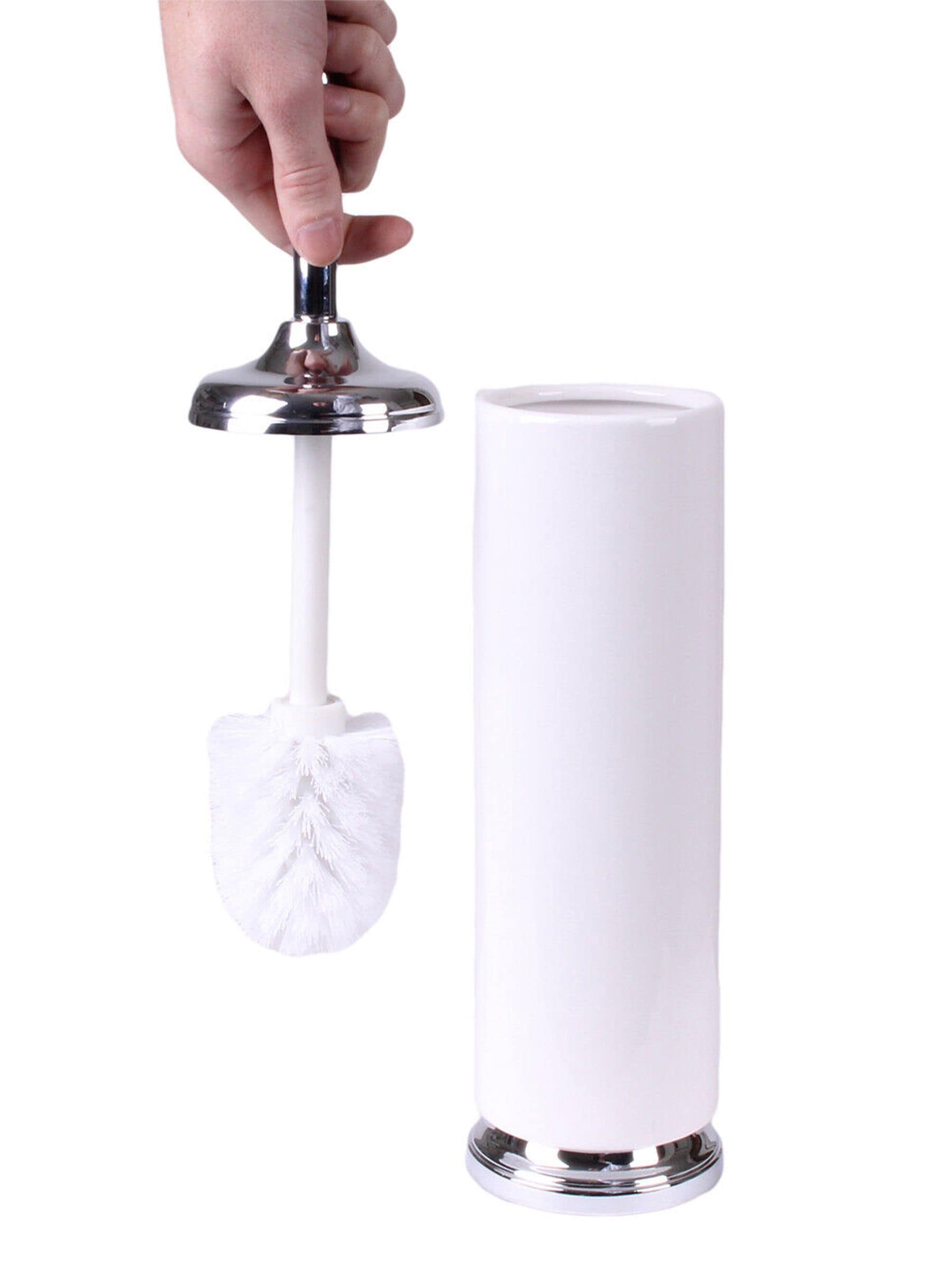 Showerdrape White Opera toilet brush holder 42cm (British brand)