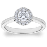 Diamond halo ring 0.64ctw platinum size K - British product