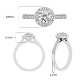 Costco 0.97ctw round brilliant diamond halo ring platinum (British brand)