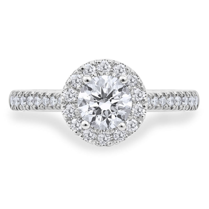 Costco 0.97ctw round brilliant diamond halo ring platinum (British brand)