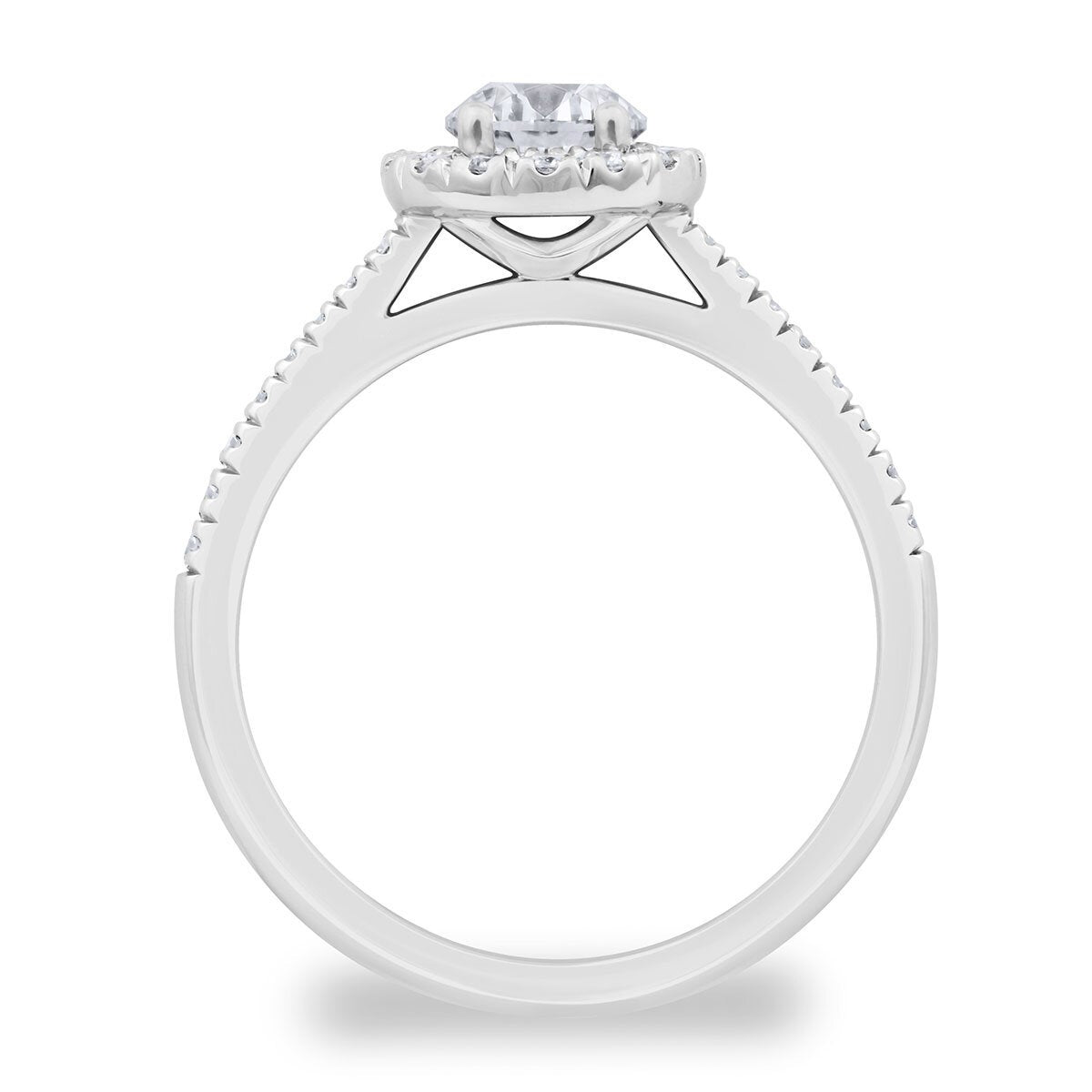 Costco 0.97ctw round brilliant diamond halo ring platinum (British brand)