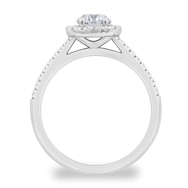 Costco 0.97ctw round brilliant diamond halo ring platinum (British brand)