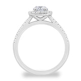 Costco 0.97ctw round brilliant diamond halo ring platinum (British brand)