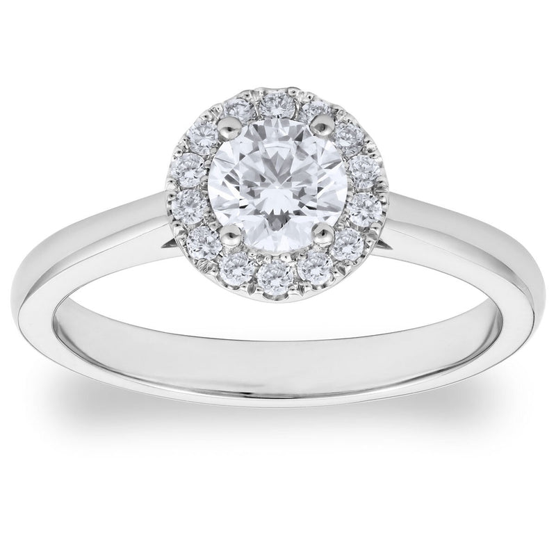 Costco diamond halo ring platinum 0.64ctw size J (British brand)