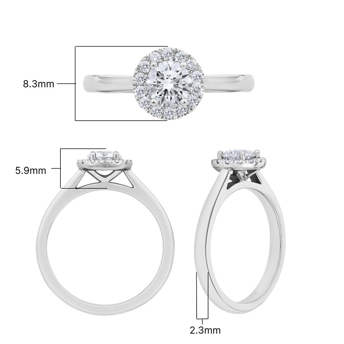 Costco platinum diamond halo ring 0.64ctw, imported from the UK