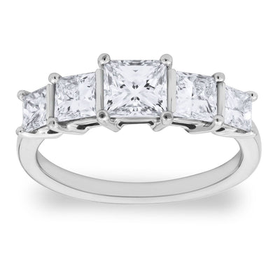 Costco UK 2.00ctw Princess Cut Diamond 5 Stone Ring 18ct White Gold- Buy online at McGrocer