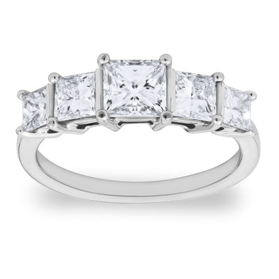 Costco UK Costco Princess Cut Diamond 5 Stone Ring 2.00ctw 18ct White Gold Size K- Buy online at McGrocer