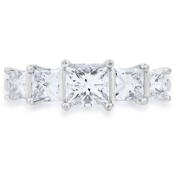 Costco princess cut diamond 5 stone ring size L, imported from the UK