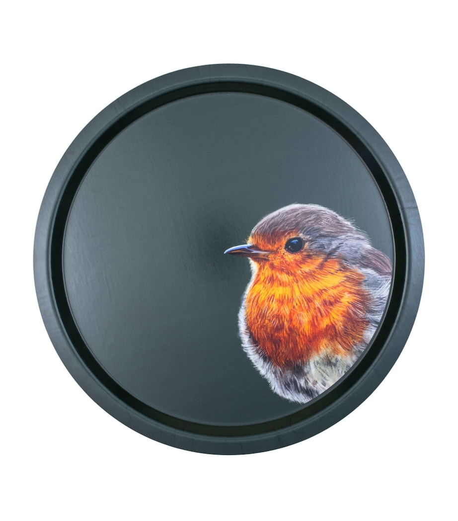 Halcyon Days tray with robin illustration 39cm, imported from the UK