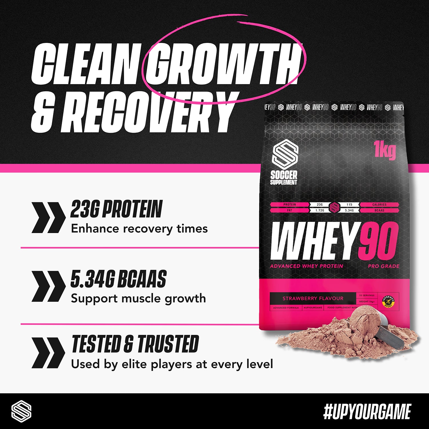 Soccer Supplement Whey90 strawberry protein powder 33 servings, UK version
