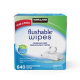 Kirkland Signature moist flushable wipes 640 count, UK version