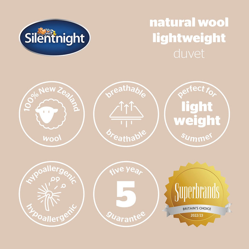 Silentnight natural wool duvet, lightweight and hypoallergenic (British brand)