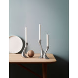 Georg Jensen Cobra small three-piece candleholder set in stainless steel (British brand)