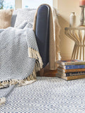 My Mat denim blue diamond woven rug - British product