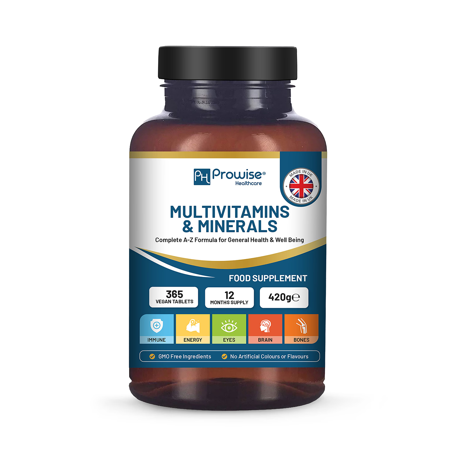 Prowise Healthcare A-Z multivitamin tablets 365 vegan, UK version