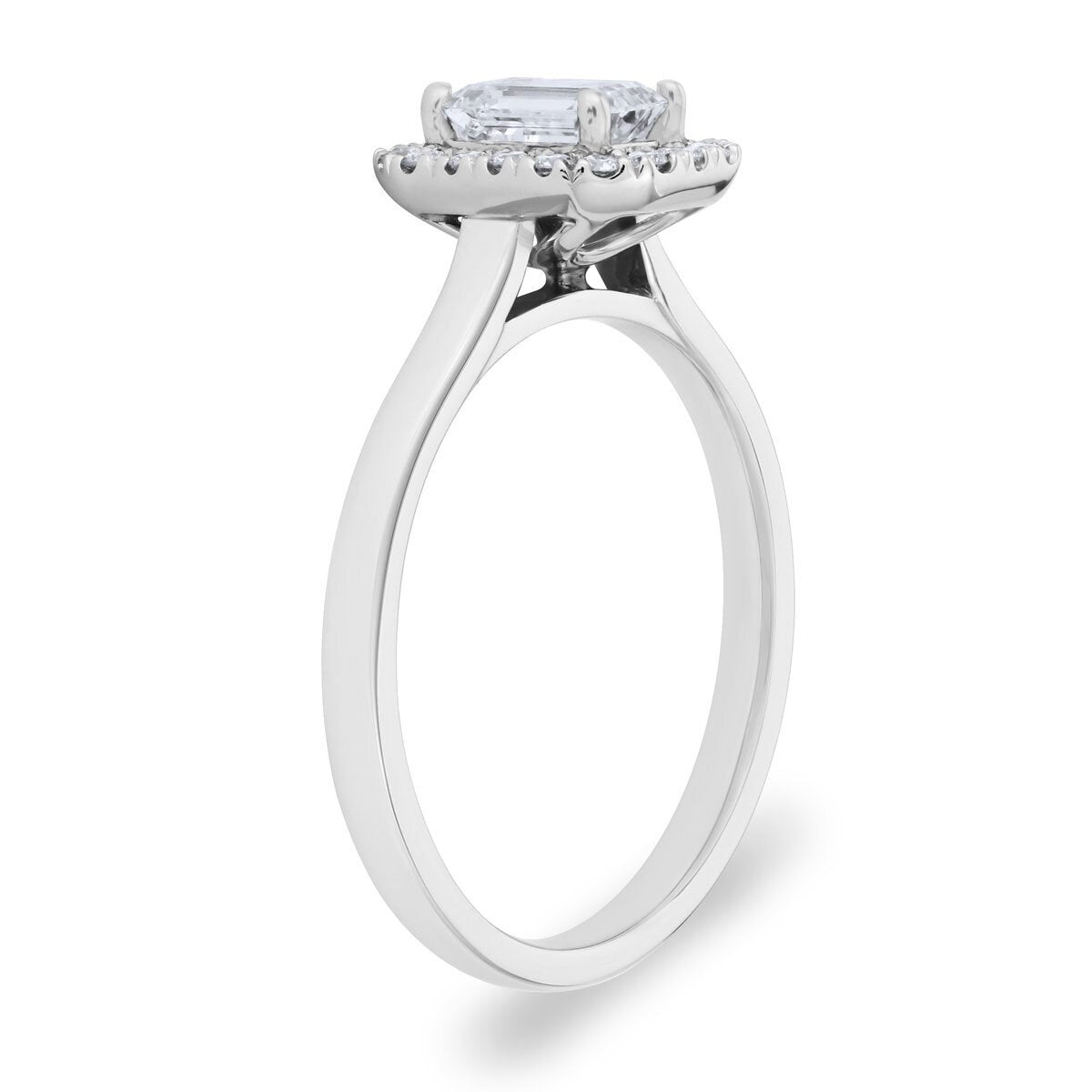 Costco platinum diamond ring 0.76ctw emerald and round brilliant cut - British product