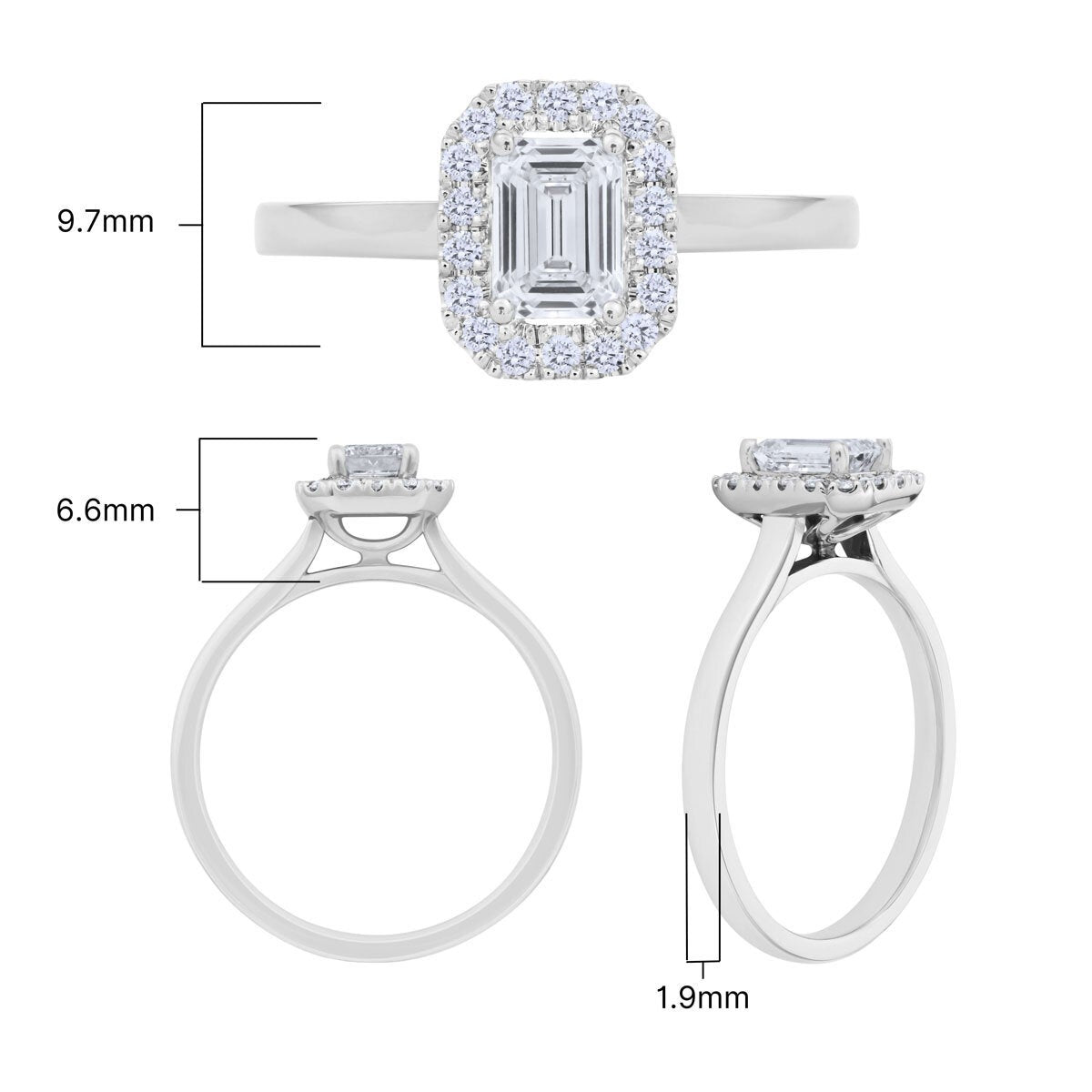 Costco platinum diamond ring 0.76ctw emerald and round brilliant cut - British product