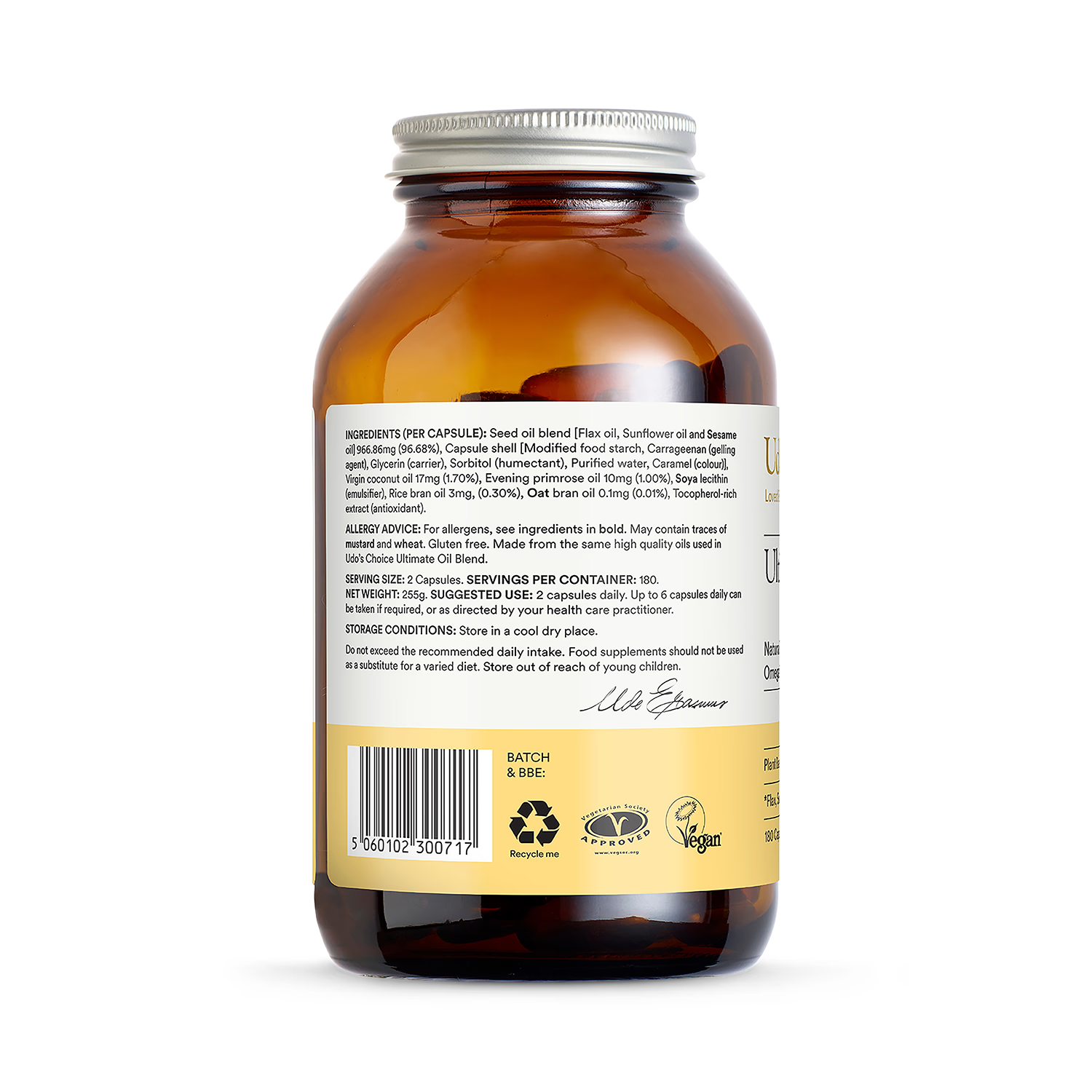 Udo's Choice Omega 3-6-9 Ultimate Oil Blend 180 capsules, UK version