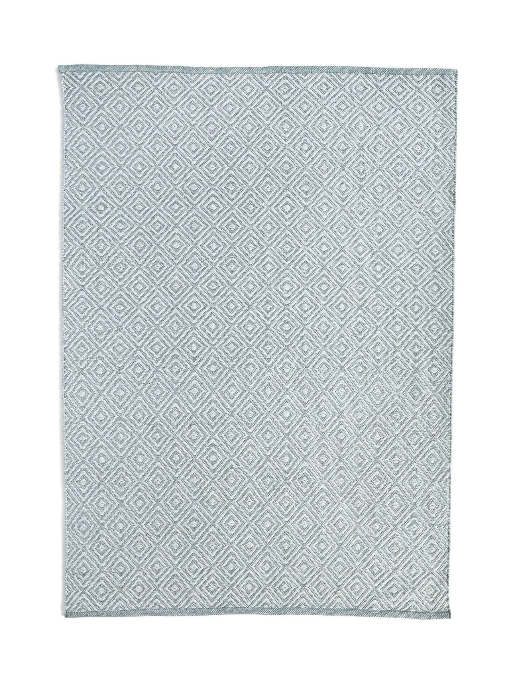 My Mat Sky Grey Diamond Woven Rug, imported from the UK