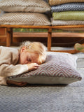 My Mat Sky Grey Diamond Woven Rug, imported from the UK