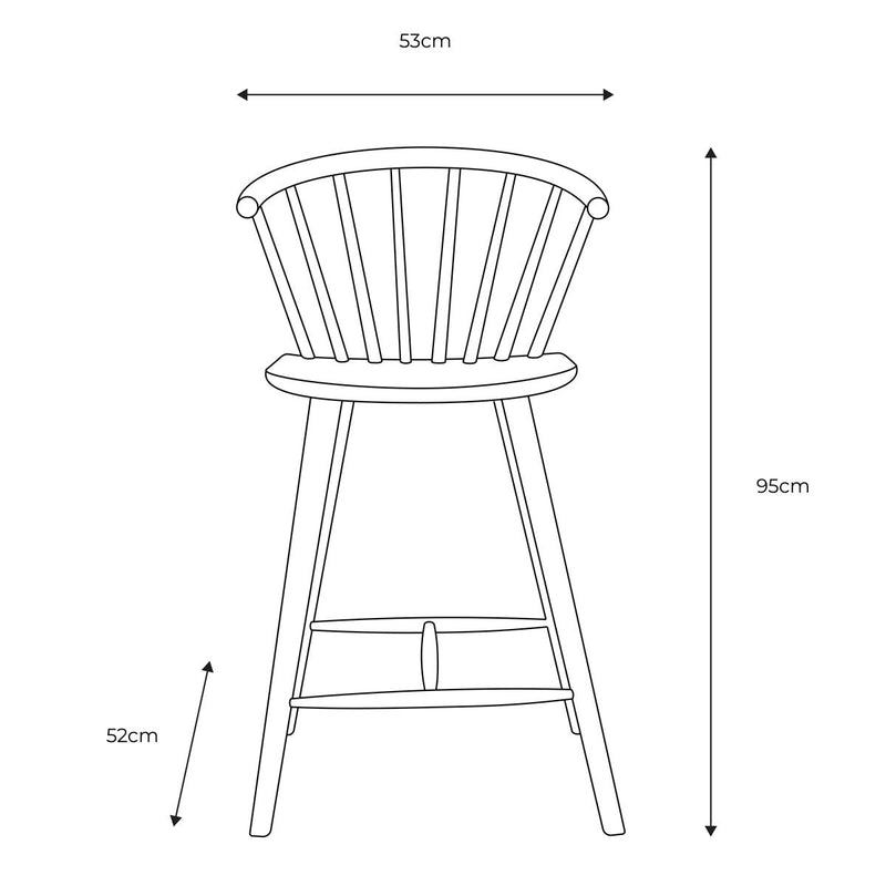 Gallery Craft Oak bar stool with natural finish (British brand)