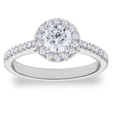 Costco 0.97ctw round brilliant diamond halo ring platinum (British brand)
