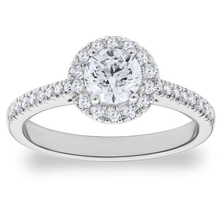 Costco 0.97ctw diamond halo ring platinum size M (British brand)
