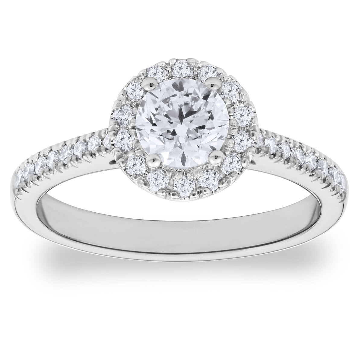 Costco 0.97ctw round brilliant diamond halo ring size N, UK version