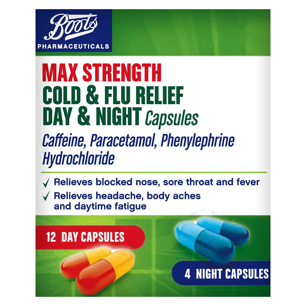 Boots Max Strength Cold and Flu Day and Night Capsules - 12 day and 4 night